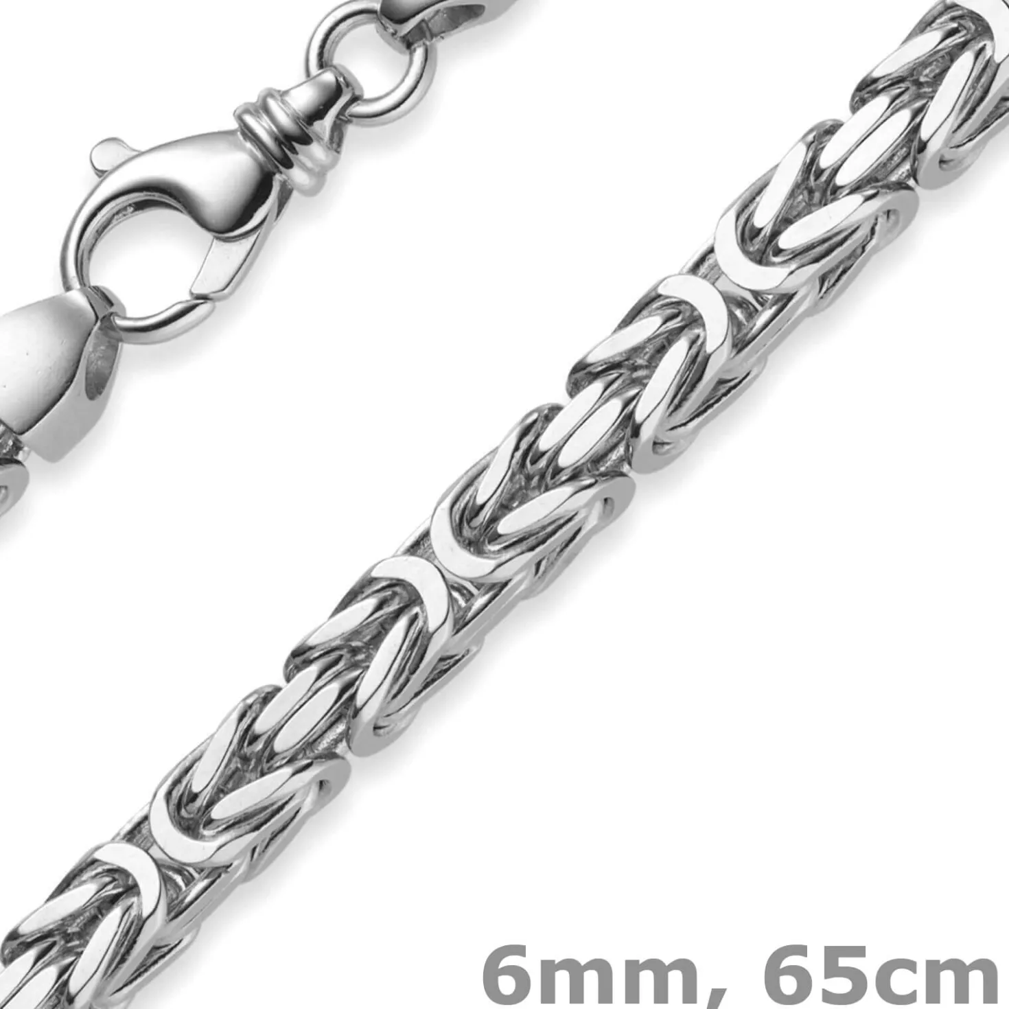 6mm Königskette Kette Halskette aus 750 Gold Weißgold 65cm Herren