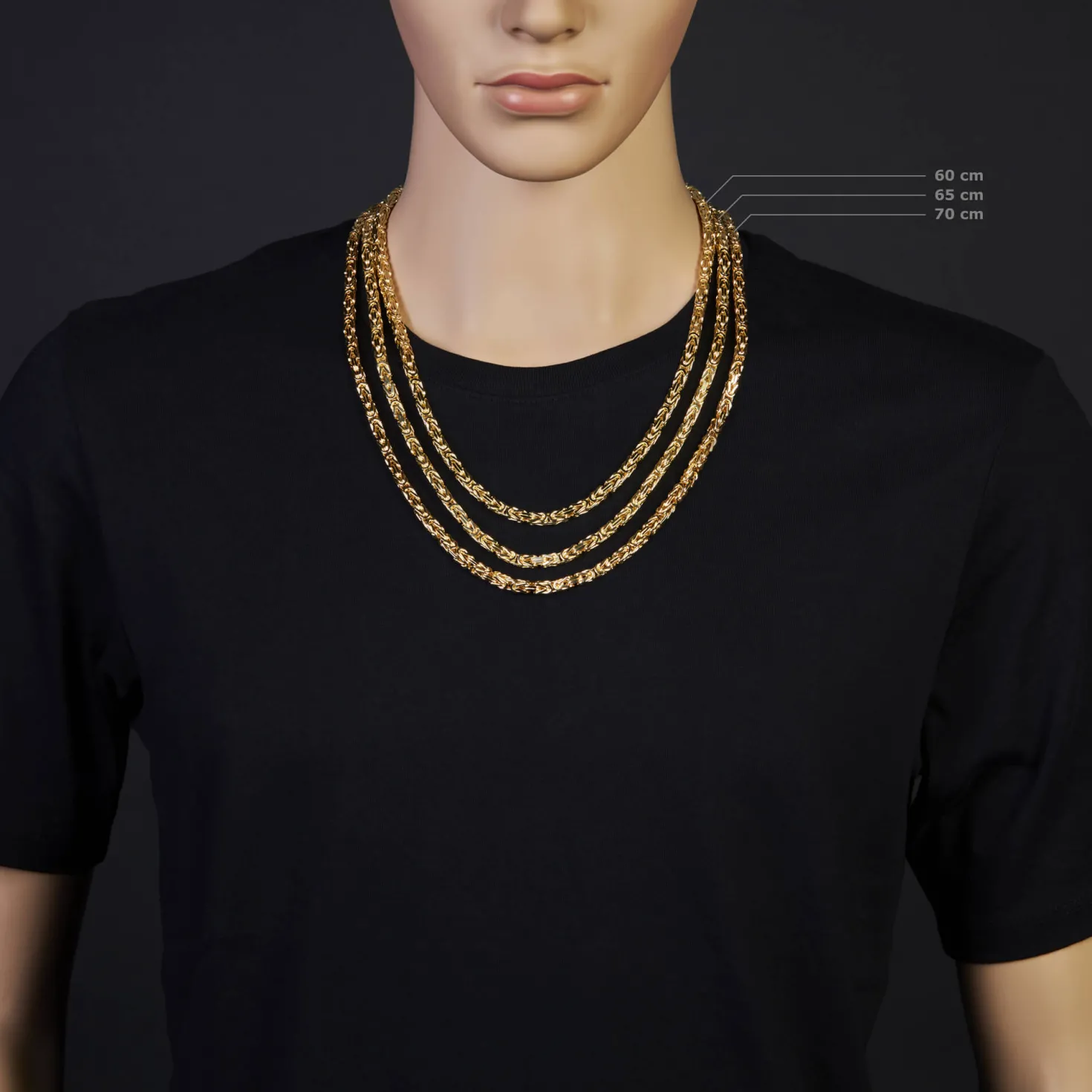 5mm Königskette Kette Halskette aus 750 Gold Gelbgold, 65cm, Herren