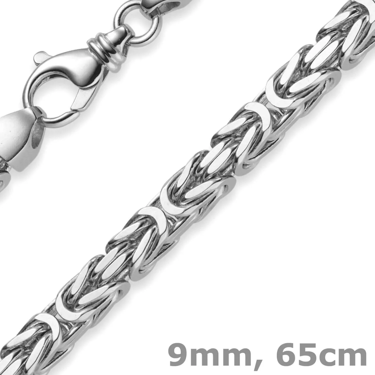 9mm Königskette Kette Halskette aus 585 Gold Weißgold 65cm Herren