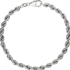 4,3mm Kordel-Armband Armkette Armschmuck aus 925 Silber rhodiniert 21cm