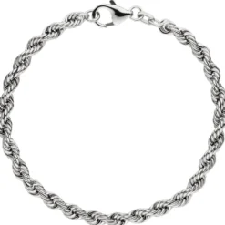 4,3mm Kordel-Armband Armkette Armschmuck aus 925 Silber rhodiniert 21cm