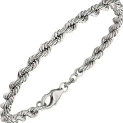 4,3mm Kordel-Armband Armkette Armschmuck aus 925 Silber rhodiniert 19cm