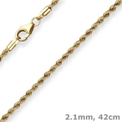 2,1mm Kordelkette Goldkette Collier Halskette aus 585 Gold Gelbgold 42cm