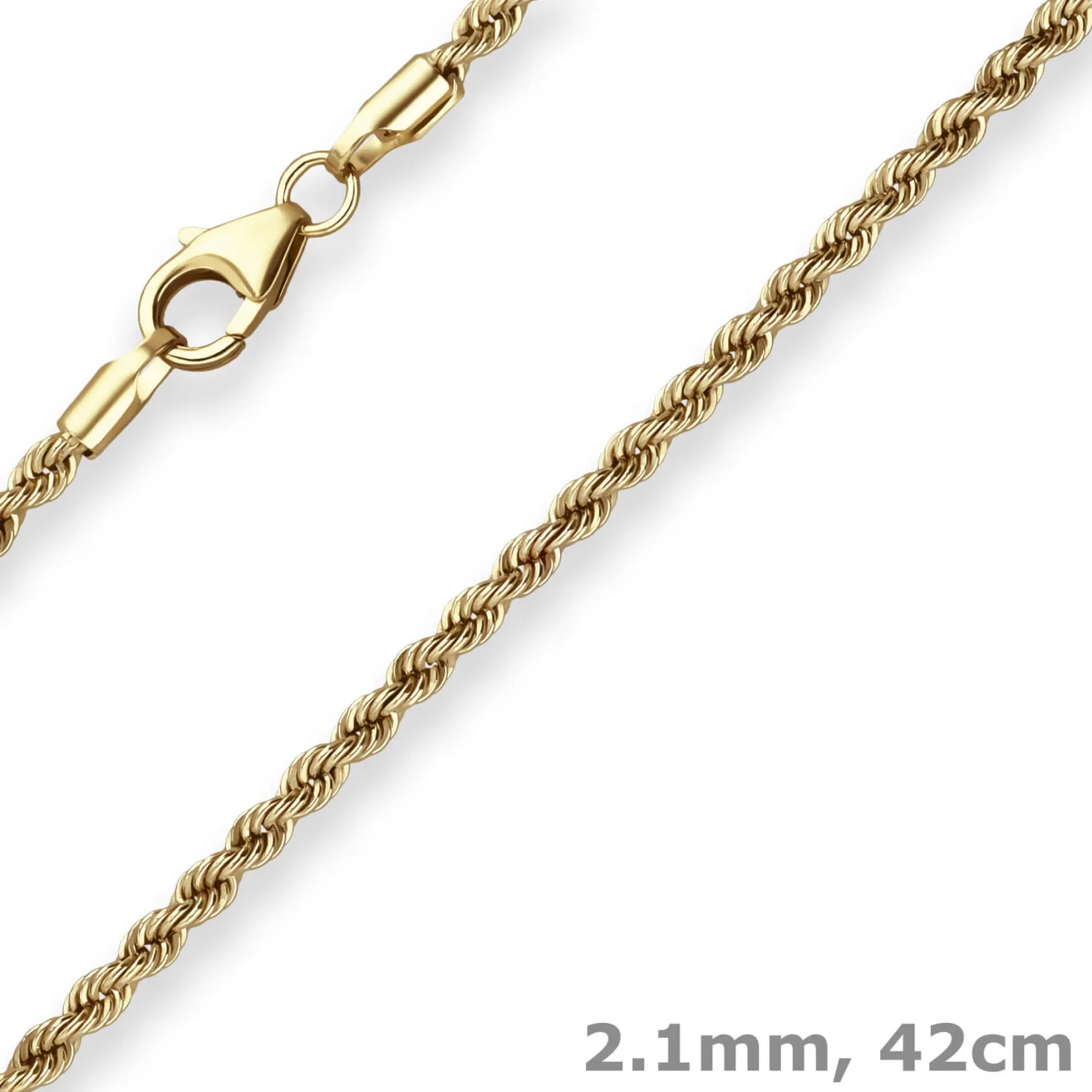 2,1mm Kordelkette Goldkette Collier Halskette aus 585 Gold Gelbgold 42cm