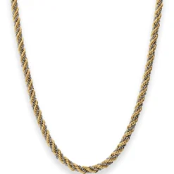 4,4mm Kordelkette Goldkette Collier Halskette aus 585 Gold gelb/weiß 45cm