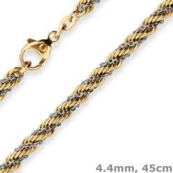 4,4mm Kordelkette Goldkette Collier Halskette aus 585 Gold gelb/weiß 45cm