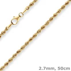 2,8mm Kordelkette Goldkette Collier Halskette aus 585 Gold Gelbgold 50cm
