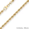 3,3mm Kordelkette Goldkette Collier Halskette aus 333 Gold Gelbgold 45cm