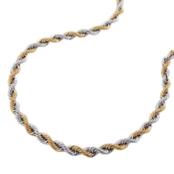 2,8mm Kordelkette Halskette Collier 14Kt 585 Gold Weißgold Gelbgold bicolor 45cm