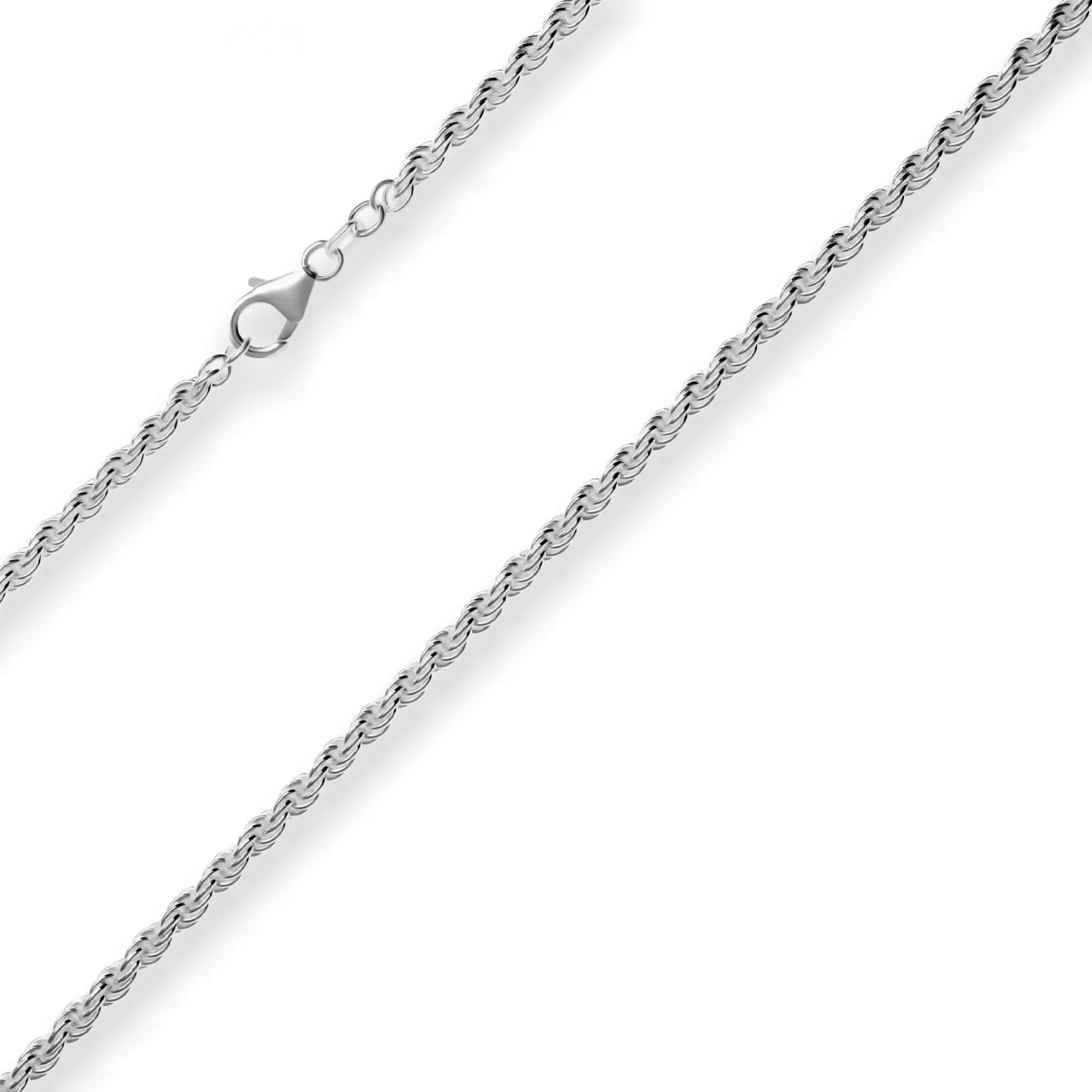 3,1mm Kordelkette massiv Kette Collier Halskette aus 925 Silber rhodiniert 45cm