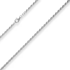 3,1mm Kordelkette massiv Kette Collier Halskette aus 925 Silber rhodiniert 60cm