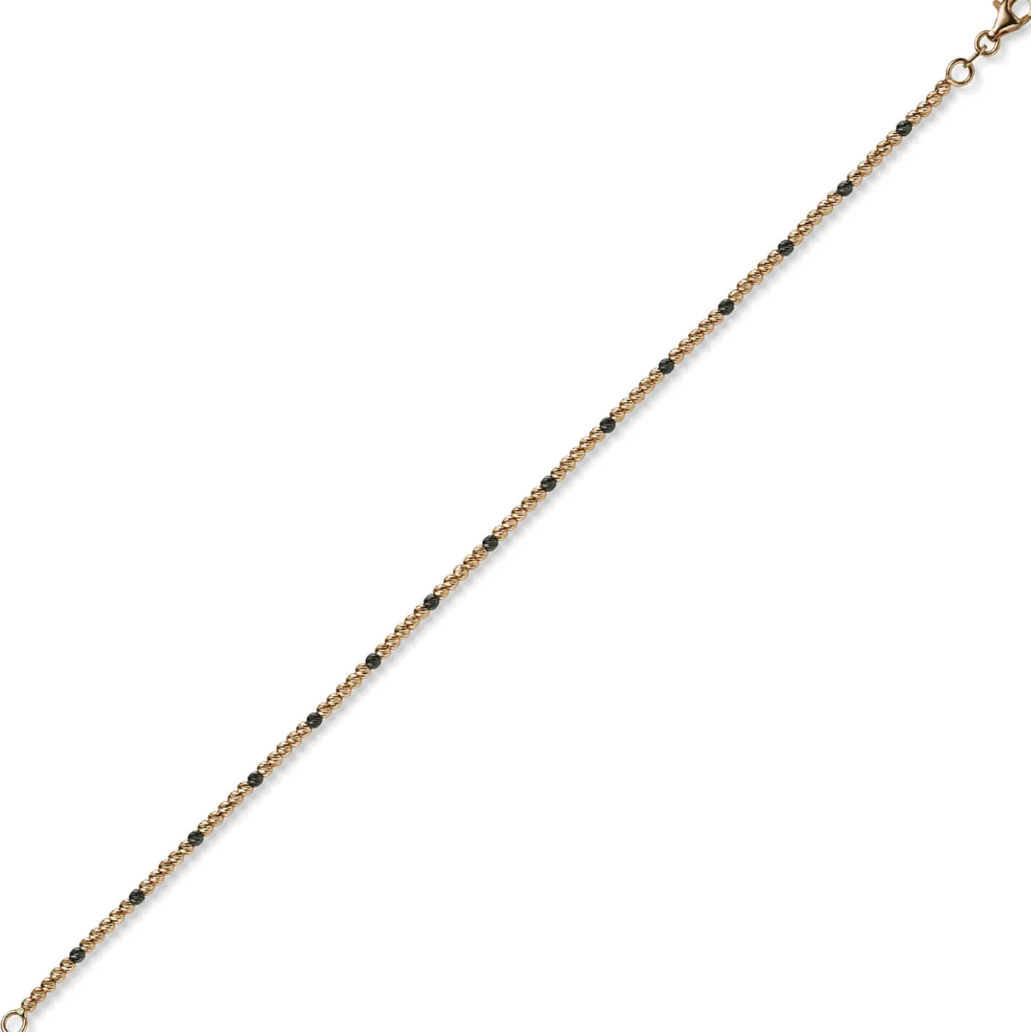 1,8mm Kugel-Armband Armkette aus 585 Gold Rotgold teil-schwarz-rhodiniert 19cm