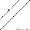 1,8mm Kugel-Armband Armkette aus 585 Gold Weißgold teil-schwarz-rhodiniert 18cm