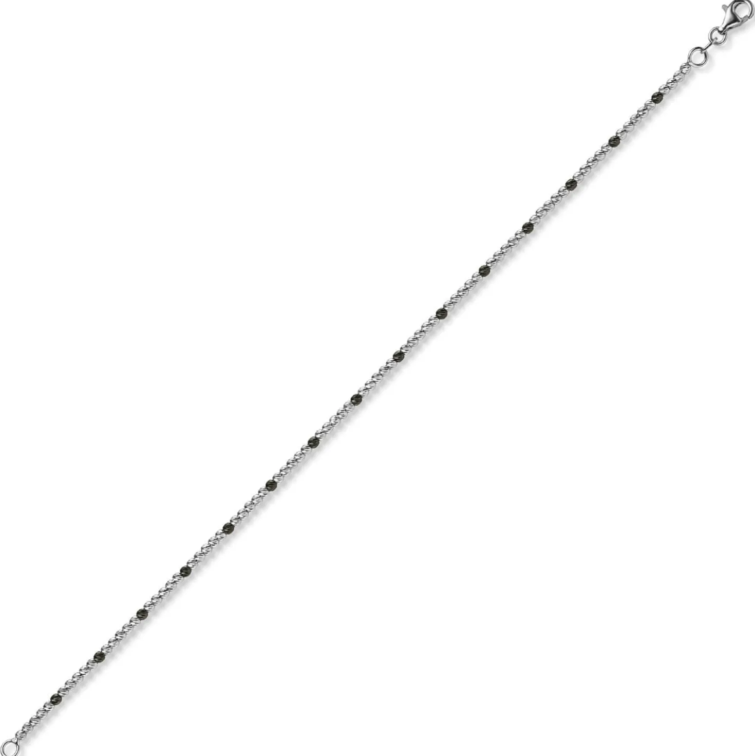 1,8mm Kugel-Armband Armkette aus 585 Gold Weißgold teil-schwarz-rhodiniert 18cm