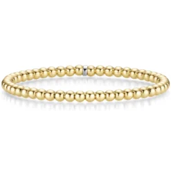 4mm Kugel-Armband Armreif Armschmuck elastisch 585 Gold Gelbgold stretch
