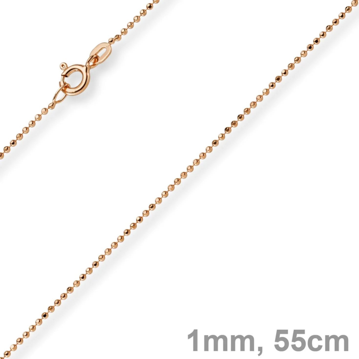 1mm Kugelkette diamantiert Kette Goldkette Halskette aus 750 Gold Rotgold, 55cm