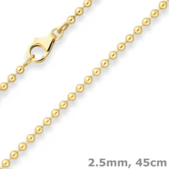 2,5mm Kugelkette Goldkette Collier Halskette aus 585 Gold Gelbgold 45cm