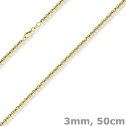 3mm Kugelkette Halskette Collier aus 585 Gold Gelbgold glatt glänzend 50cm