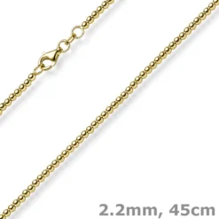 2,2mm Kugelkette Halskette Collier aus 585 Gold Gelbgold glatt poliert 45cm