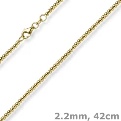 2,2mm Kugelkette Halskette Collier aus 585 Gold Gelbgold glatt poliert 42cm
