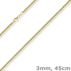 3mm Kugelkette Halskette Collier aus 585 Gold Gelbgold glatt glänzend 45cm