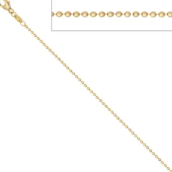 1,5mm Kugelkette Kette Halskette Halsschmuck 585 Gold Gelbgold 42cm