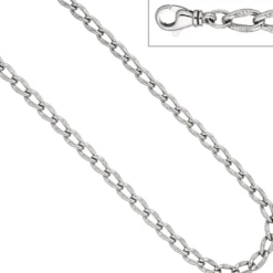 7,3mm Lang-Panzerkette Kette Halskette Silberkette Halsschmuck, 925 Silber, 45cm