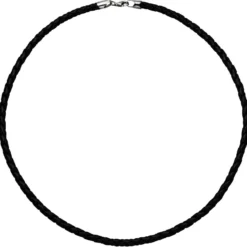 3,8mm Lederkette Kette Halskette Halsschmuck schwarz 925 Silber 45cm