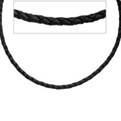 3,8mm Lederkette Kette Halskette Halsschmuck schwarz 925 Silber 45cm
