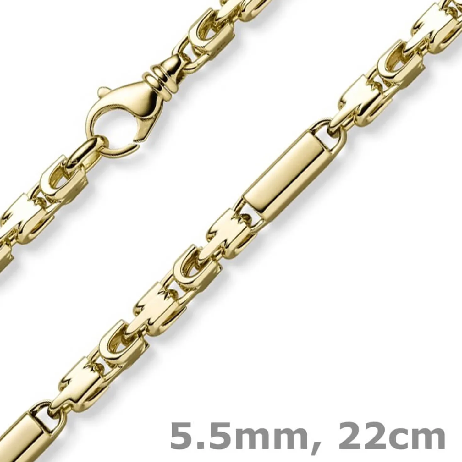 5,5mm Monte Carlo Herren Armband aus 585 Gold Gelbgold massiv 22cm