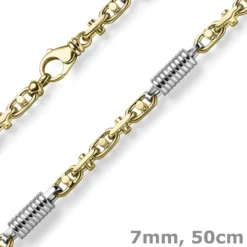 7mm Monte Carlo Kette Halskette 585 Gold Gelbgold Weißgold massiv bicolor 50cm