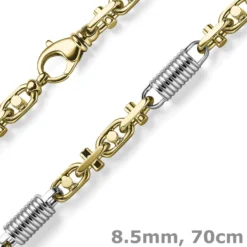 8,5mm Monte Carlo Kette Halskette 750 Gold Gelbgold Weißgold massiv bicolor 70cm