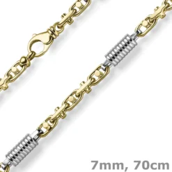 7mm Monte Carlo Kette Halskette 585 Gold Gelbgold Weißgold massiv bicolor 70cm