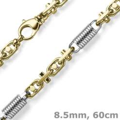 8,5mm Monte Carlo Kette Halskette 585 Gold Gelbgold Weißgold massiv bicolor 60cm