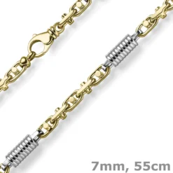 7mm Monte Carlo Kette Halskette 750 Gold Gelbgold Weißgold massiv bicolor 55cm