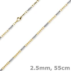 2,5mm Monte Carlo Kette Halskette aus 585 Gold Gelbgold Weißgold massiv 55cm