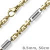 8,5mm Monte Carlo Kette Halskette 585 Gold Gelbgold Weißgold massiv bicolor 50cm