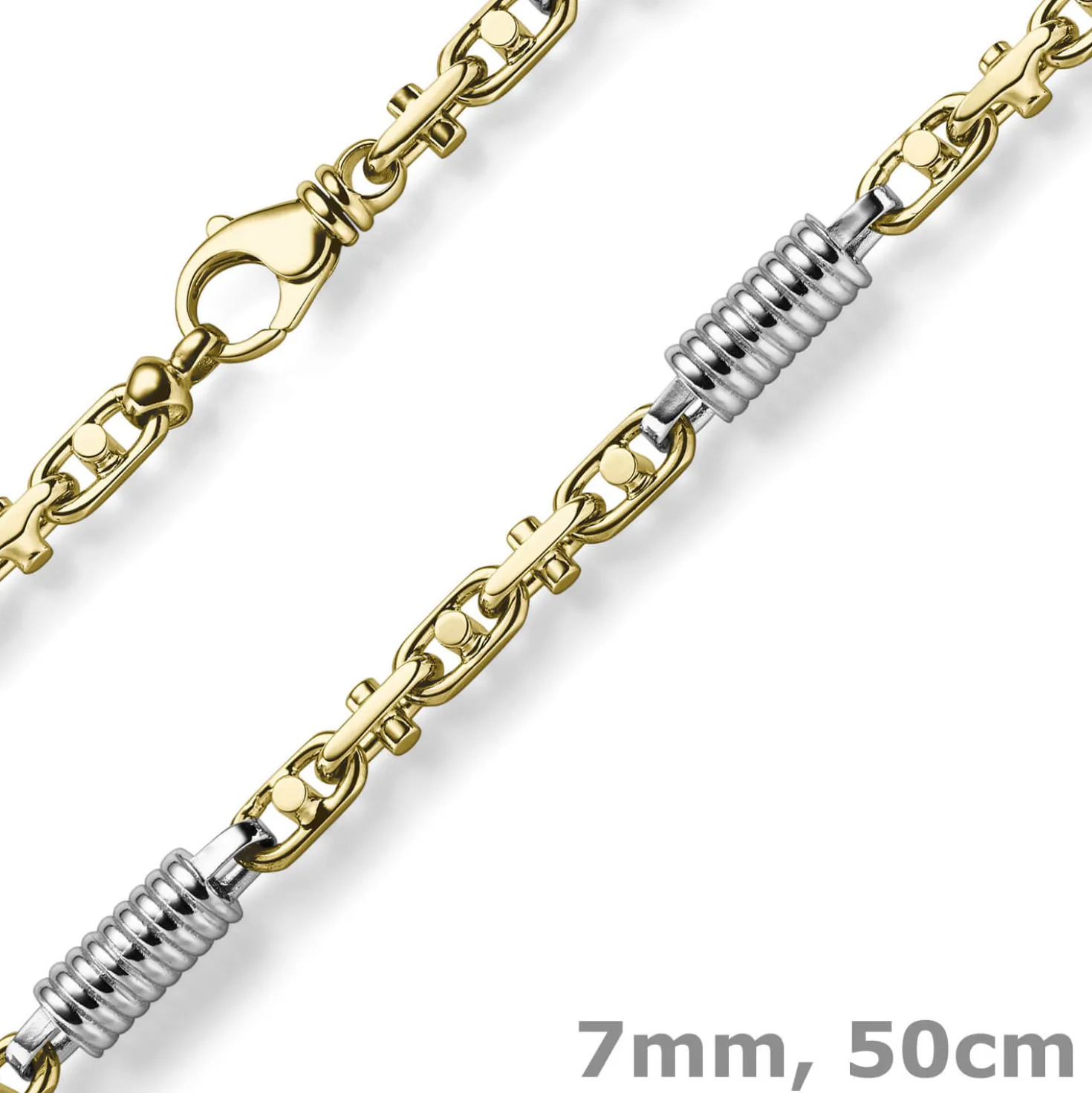 7mm Monte Carlo Kette Halskette 750 Gold Gelbgold Weißgold massiv bicolor 50cm