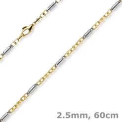 2,5mm Monte Carlo Kette Halskette aus 585 Gold Gelbgold Weißgold massiv 60cm