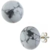12mm Ohrstecker Ohrringe, 925 Silber, marmorgrau Howlith, rund, Damen