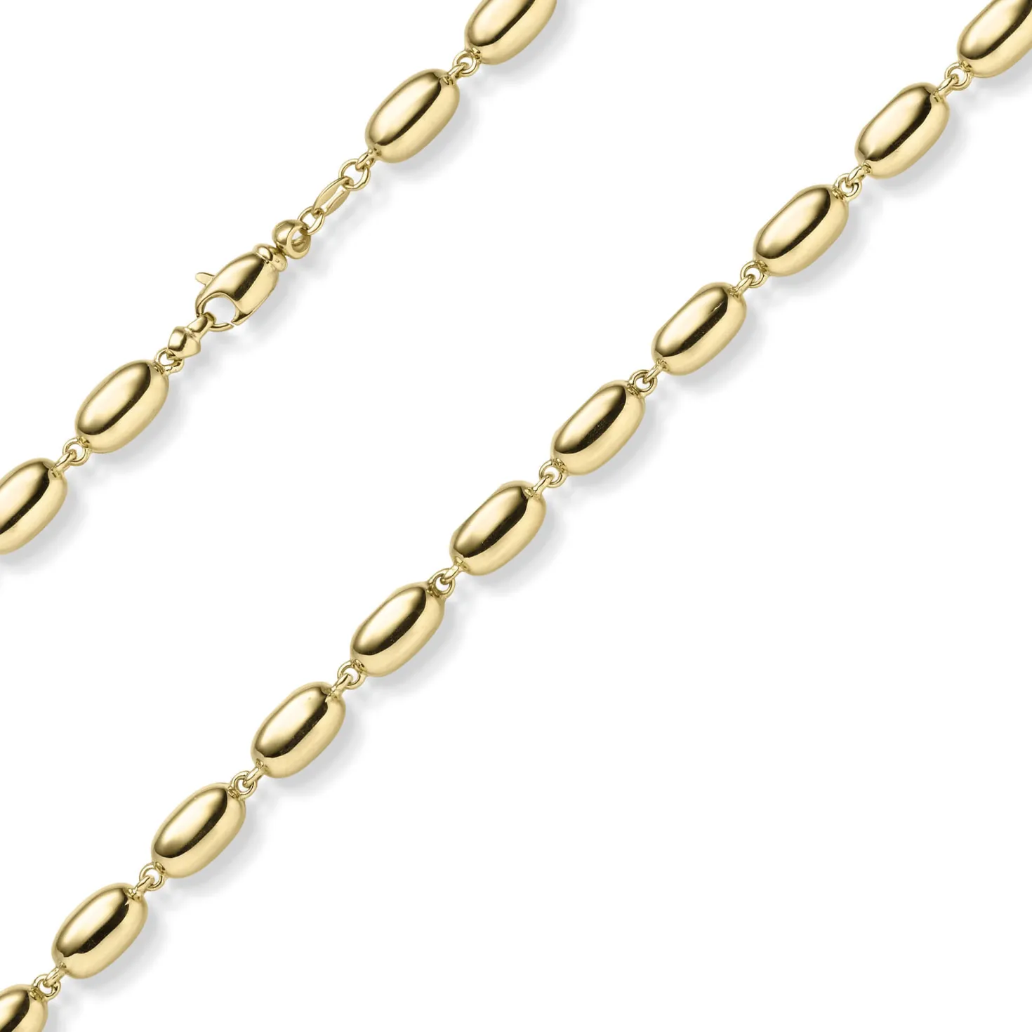 6,5mm Oliven-Kette Halskette Collier aus 585 Gold Gelbgold glänzend 50cm