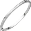 3,8mm Ovaler Armreif Armband Armschmuck mit weißen Zirkonia 925 Silber glänzend