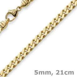 5mm Panzerarmband Armband Armkette, 585 Gold Gelbgold, 21cm, Herren