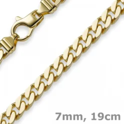 7mm Panzerarmband Armband Armkette, 585 Gold Gelbgold, 19cm, Unisex