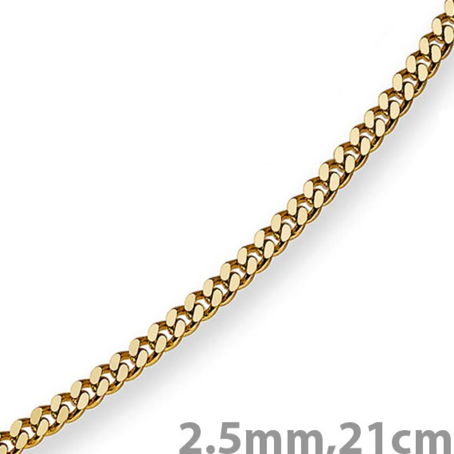 2,5mm Panzerarmband Armband Armkette, 585 Gold Gelbgold, 21cm, Unisex
