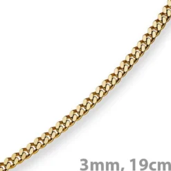 3mm Panzerarmband Armband Armkette, 585 Gold Gelbgold, 19cm, Unisex
