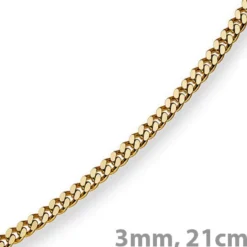 3mm Panzerarmband Armband Armkette, 585 Gold Gelbgold, 21cm, Unisex