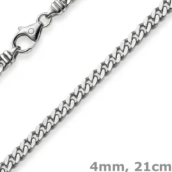 4mm Panzerarmband Armband Armkette, 750 Gold Weißgold, 21cm, Unisex