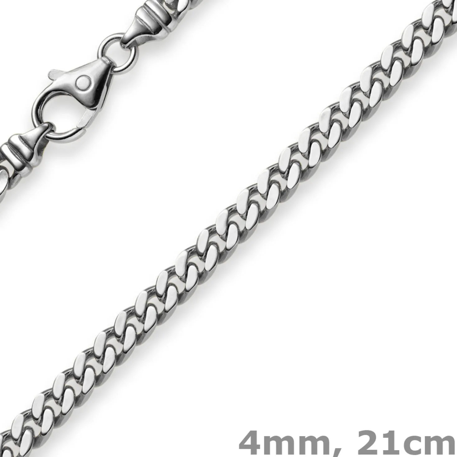 4mm Panzerarmband Armband Armkette, 750 Gold Weißgold, 21cm, Unisex