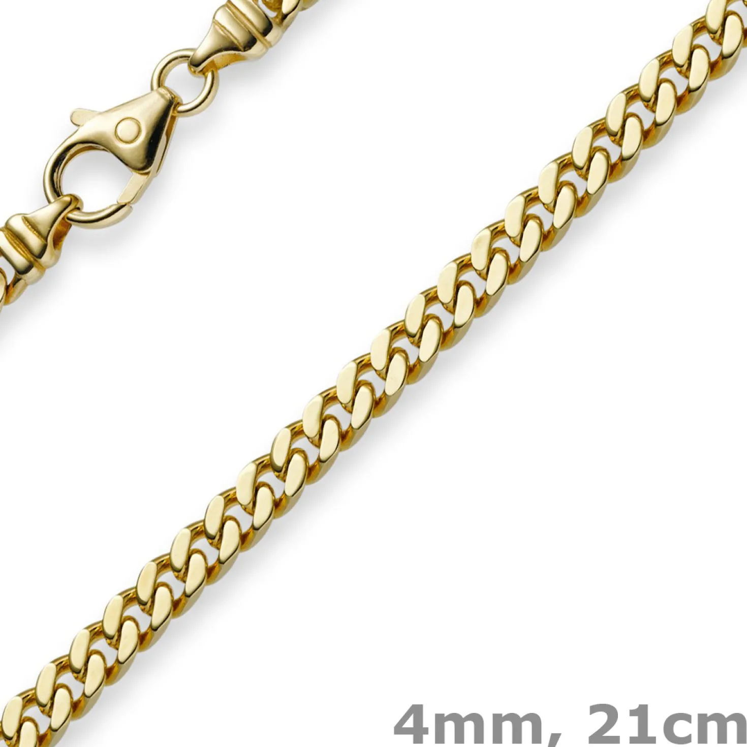 4mm Panzerarmband Armband Armkette, 750 Gold Gelbgold, 21cm, Unisex